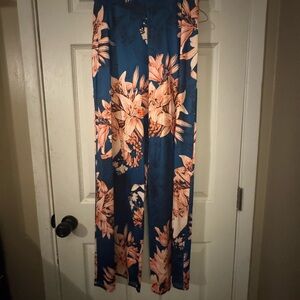 Floral Women's Pants in Blue and Pink